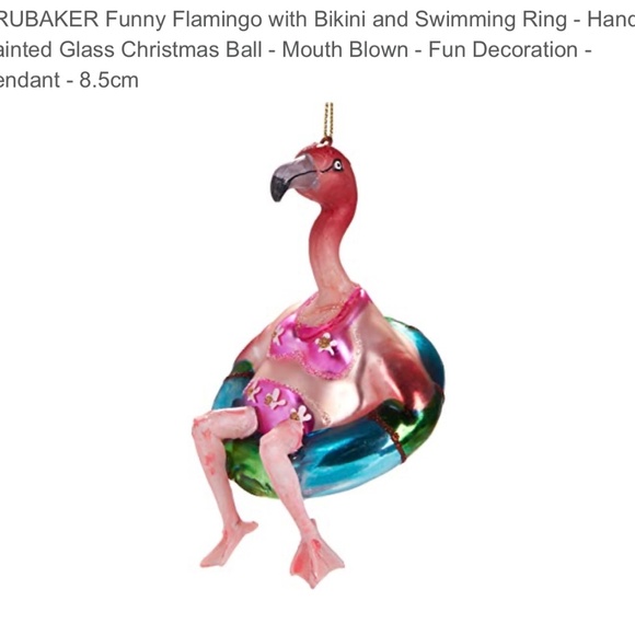 Brubaker whimsical Flamingo in bikini, glass ornament - Picture 5 of 10